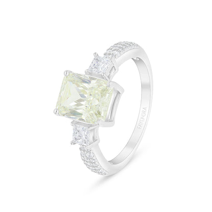 Sterling Silver 925 Ring Rhodium Plated Embedded With Diamond Zircon And White Zircon