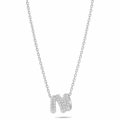 Sterling Silver 925 Necklace Rhodium Plated Embedded With White Zircon