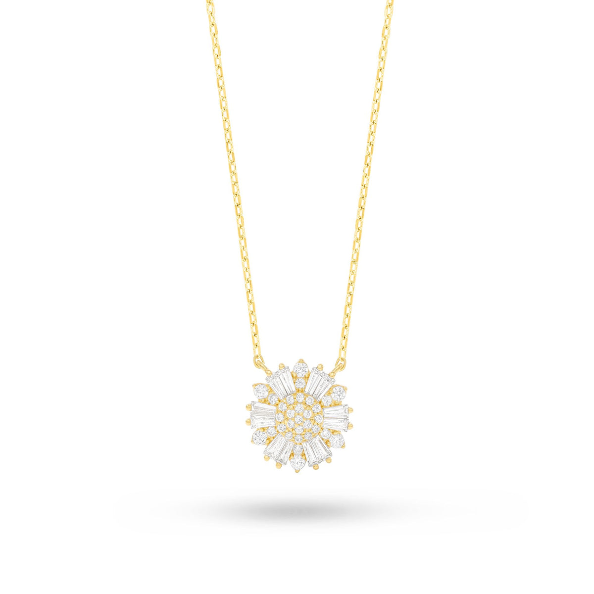 Sterling Silver 925 Necklace Golden Plated Embedded With White Zircon