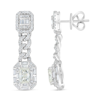 Sterling Silver 925 Earring Rhodium Plated Embedded With Diamond Zircon And White Zircon