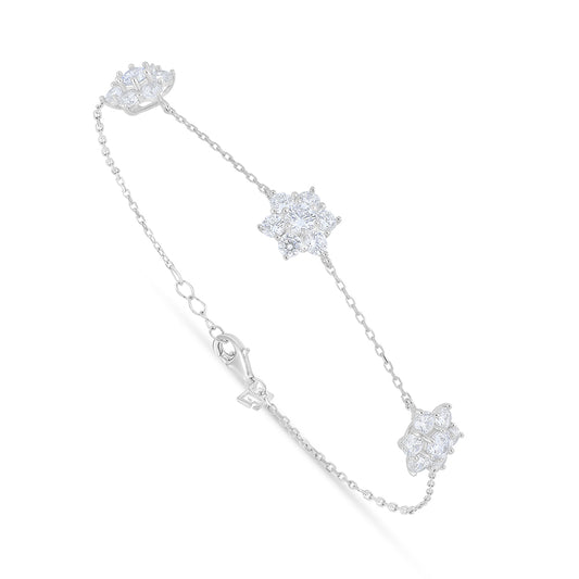 اسورة من الفضة الخالصة عيار 925 مطلية روديوم مرصعة بالزركون الكناري الالماسي و فص ابيض