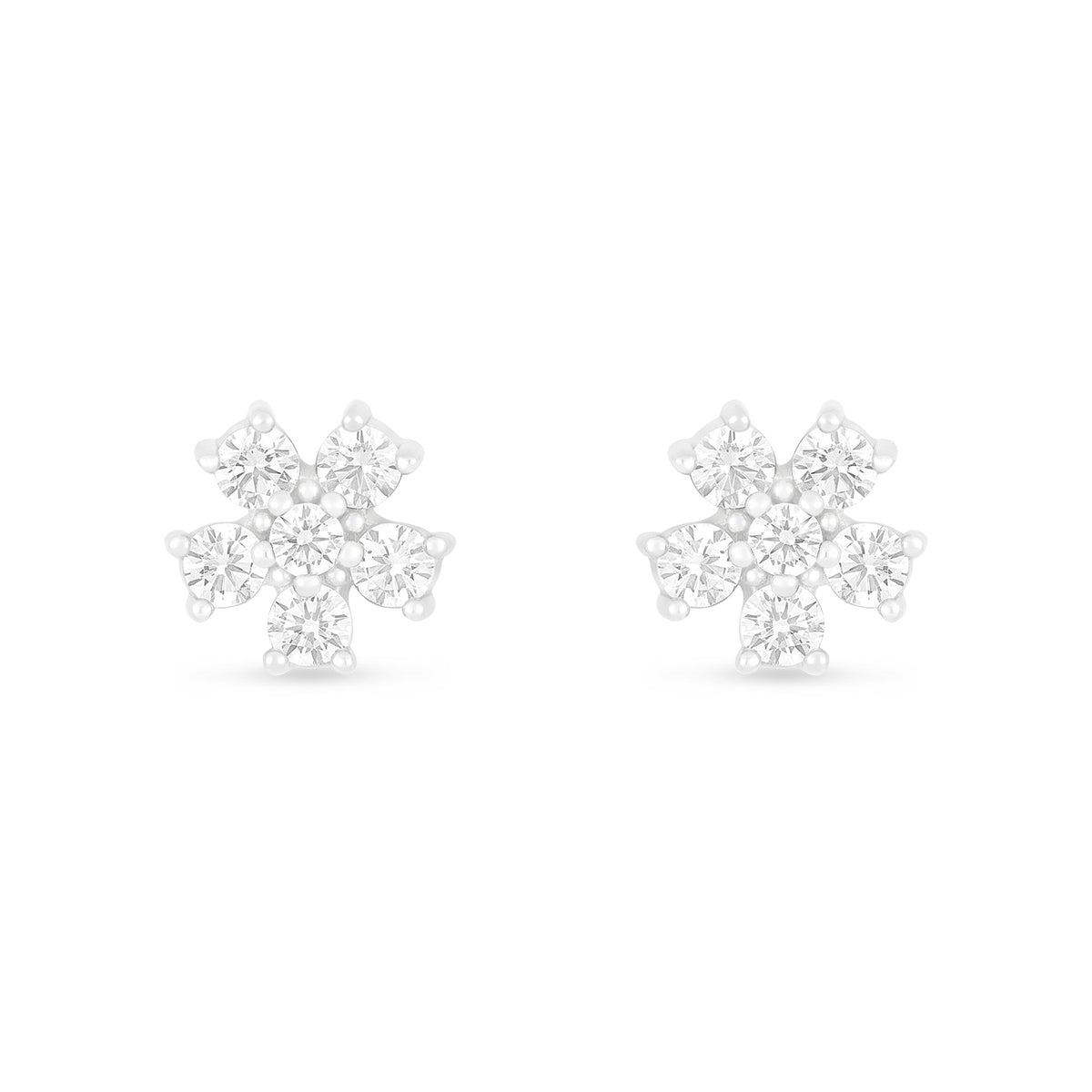 Sterling Silver 925 Earring Rhodium Plated Embedded With White Zircon