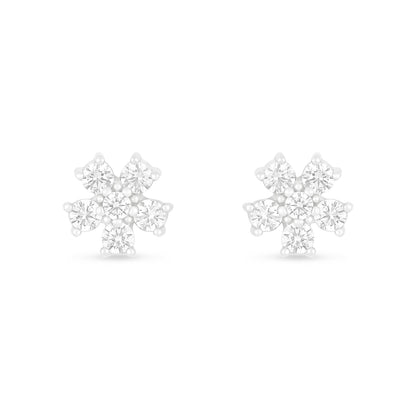 Sterling Silver 925 Earring Rhodium Plated Embedded With White Zircon