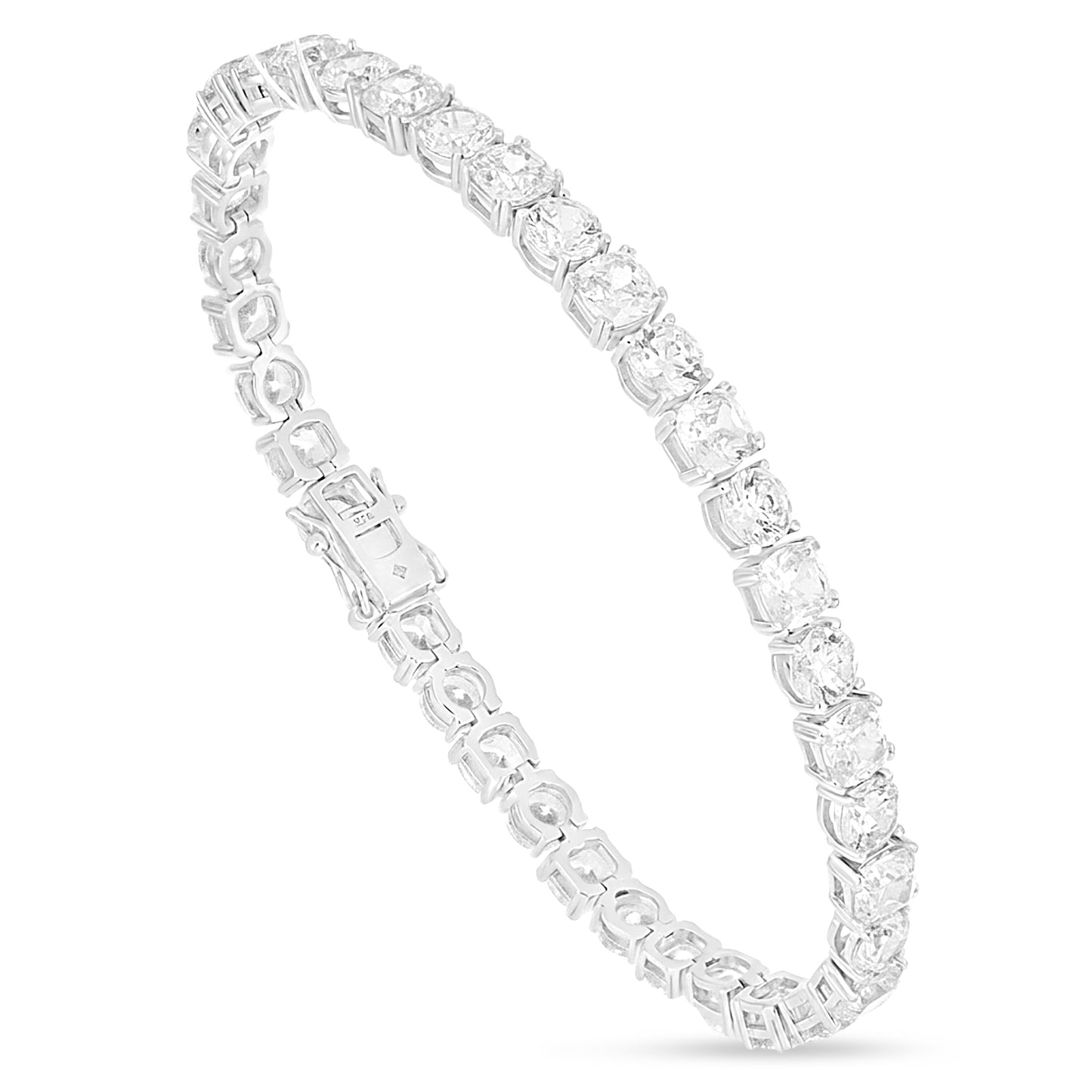 Sterling Silver 925 Bracelet Rhodium Plated Embedded With White Zircon