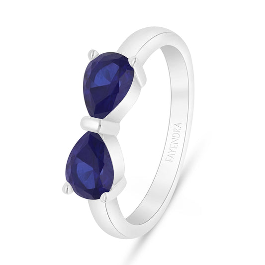 Sterling Silver 925 Ring Rhodium Plated Embedded With Sapphire Corundum