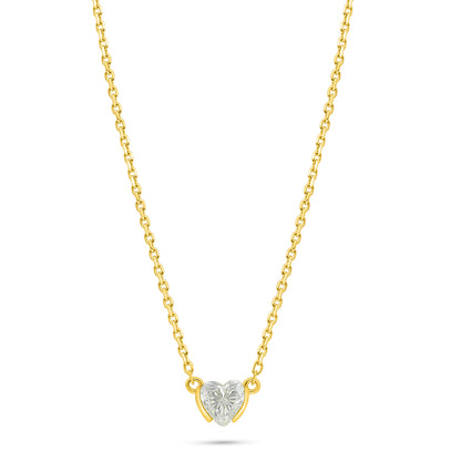 Sterling Silver 925 Necklace Golden Plated Embedded With White Zircon