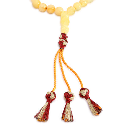 Rosary 33 Embedded With Natural Yellow Amber Premium Grade Round Beads 12 mm Fabric Tassel