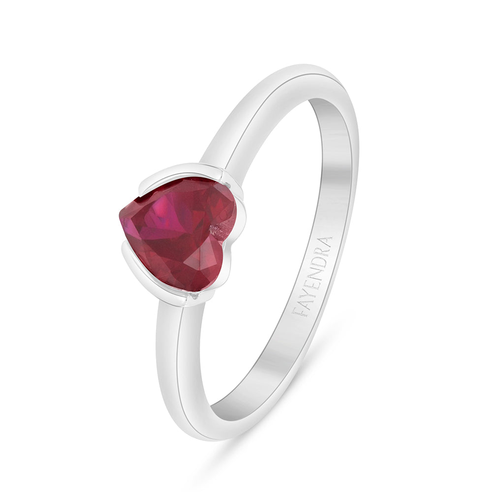 Sterling Silver 925 Ring Rhodium Plated Embedded With Ruby Corundum