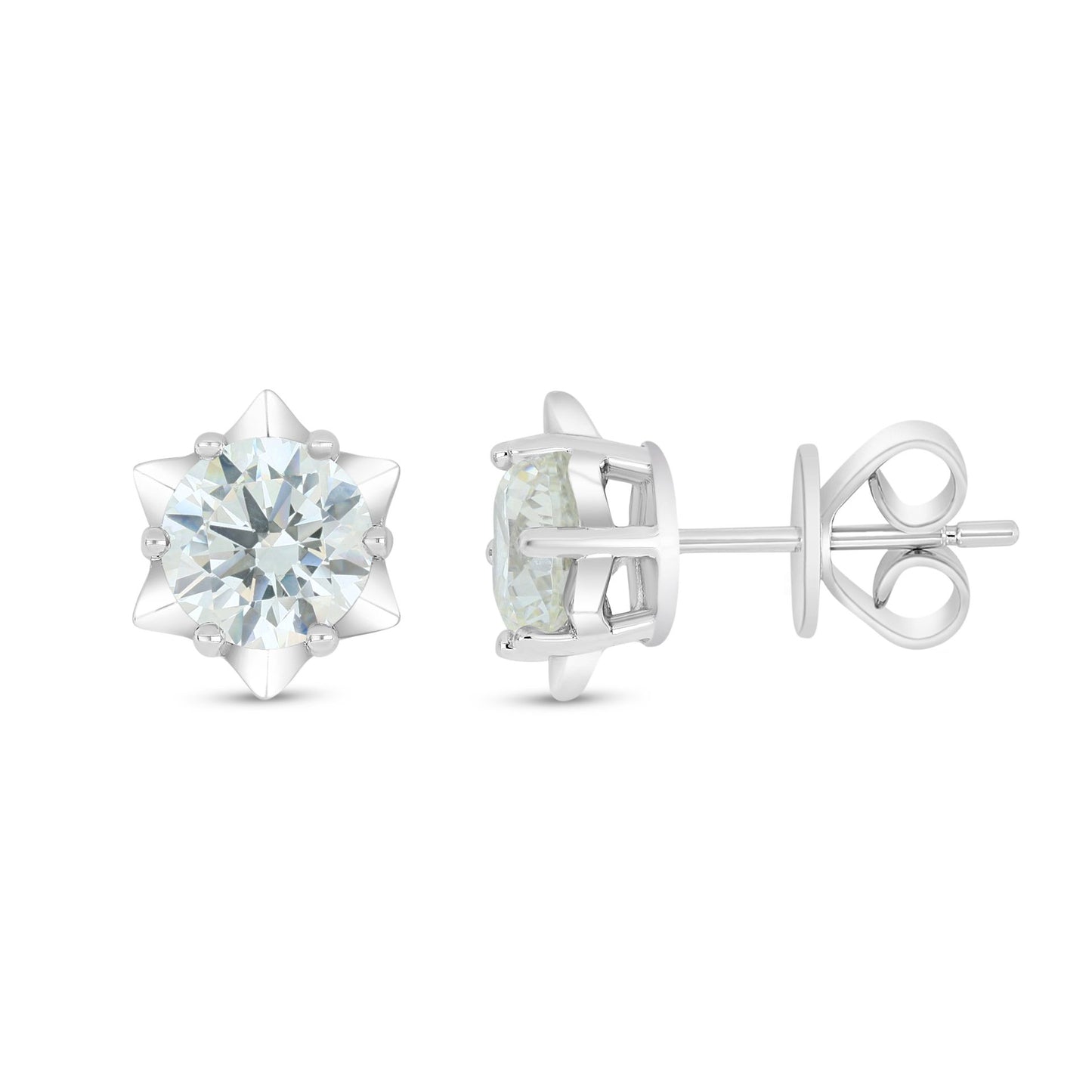 Sterling Silver 925 Earring Rhodium Plated Embedded With Diamond Zircon And White Zircon