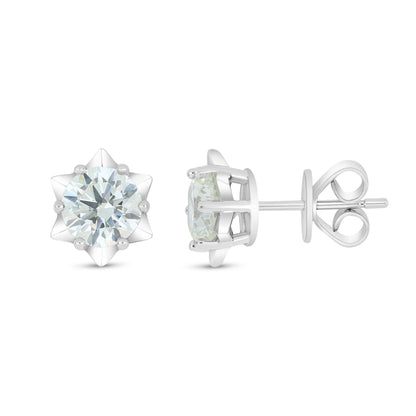 Sterling Silver 925 Earring Rhodium Plated Embedded With Diamond Zircon And White Zircon