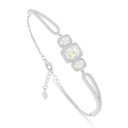 Sterling Silver 925 Bracelet Rhodium Plated Embedded With Diamond Zircon And White Zircon
