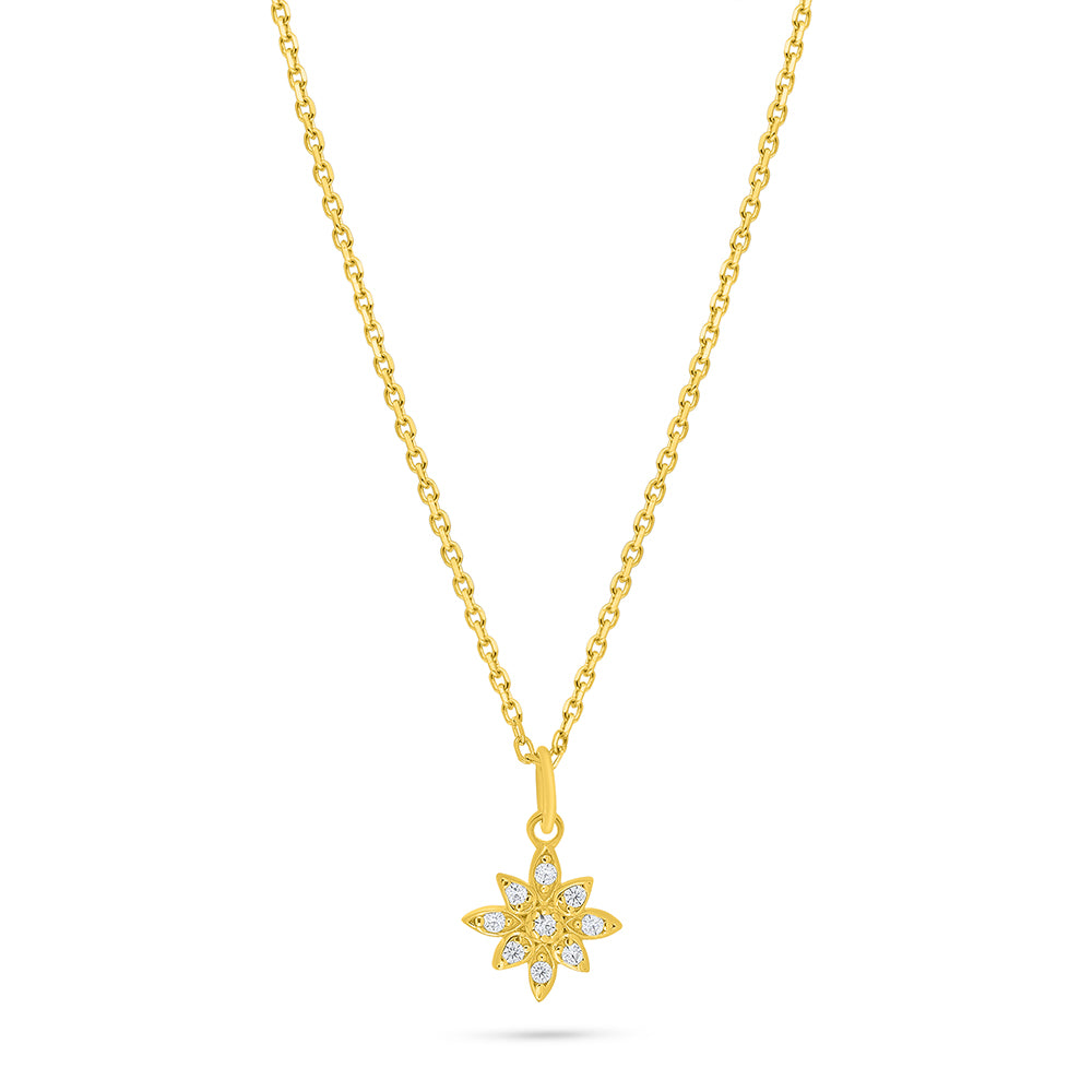 Sterling Silver 925 Necklace Golden Plated Embedded With White Zircon