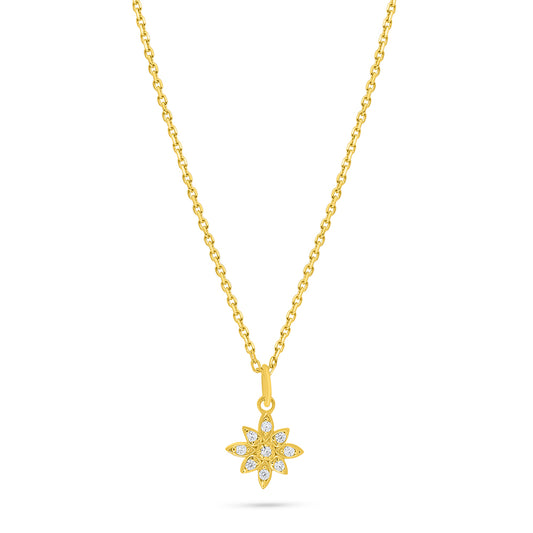 Sterling Silver 925 Necklace Golden Plated Embedded With White Zircon