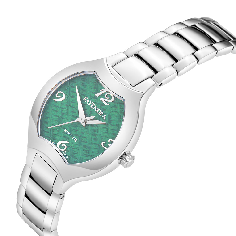 Stainless Steel 316L Watch Silver Color - GREEN METAL DIAL