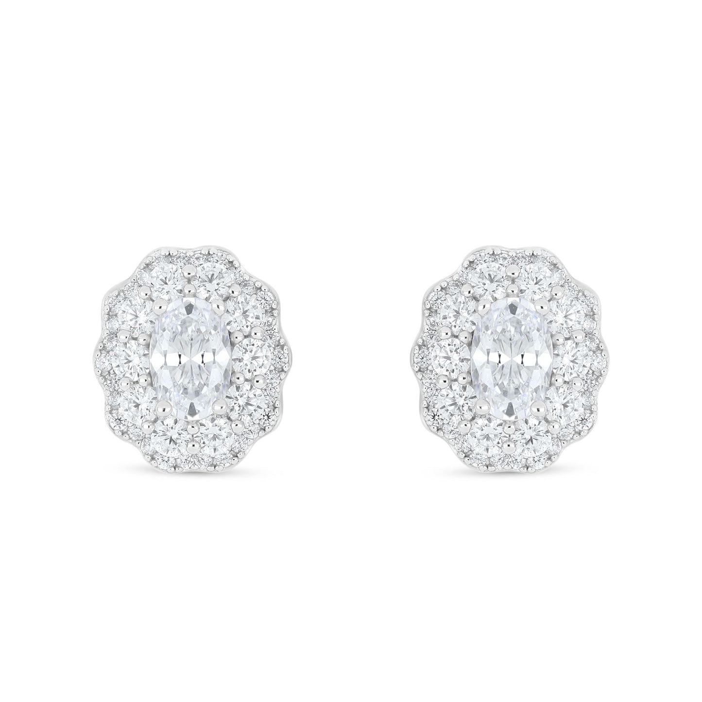 Sterling Silver 925 Earring Rhodium Plated Embedded With White Zircon