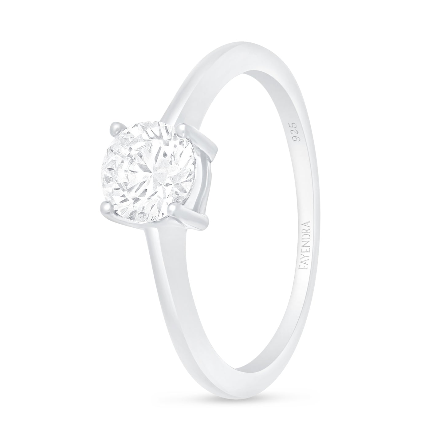 Sterling Silver 925 Ring Rhodium Plated Embedded With White Zircon