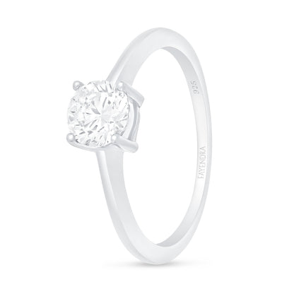 Sterling Silver 925 Ring Rhodium Plated Embedded With White Zircon