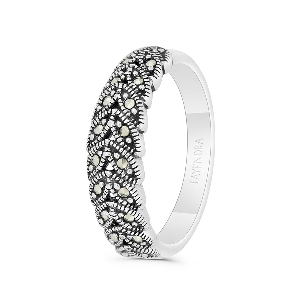 Sterling Silver 925 Ring Embedded With Marcasite Stones