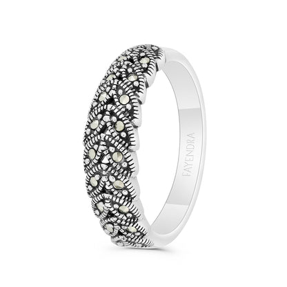 Sterling Silver 925 Ring Embedded With Marcasite Stones
