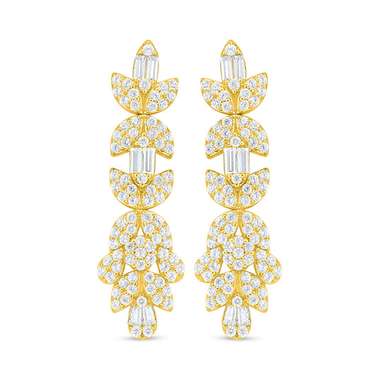 Sterling Silver 925 Earring Golden Plated Embedded With White Zircon