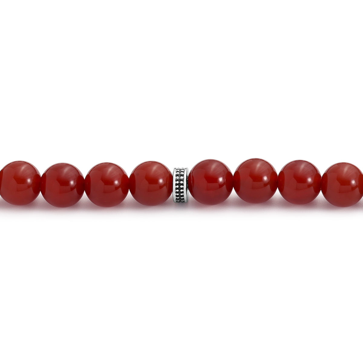 Rosary 33 Dark Red Agate Cabochon 10 mm With Stainless Steel 316L Set Silver And Black Plated