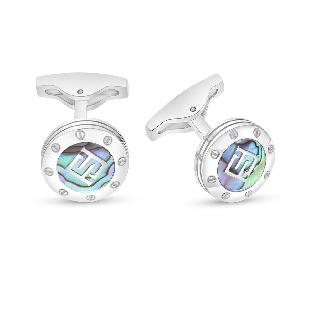 كبك ستانلس ستيل لون فضي عيار L316 مرصع احجار  صدف استرالي Matt Steel