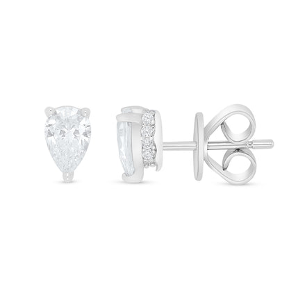 Sterling Silver 925 Earring Rhodium Plated Embedded With White Zircon