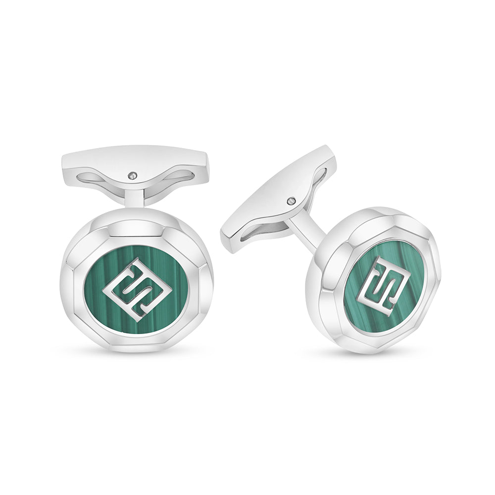 كبك ستانلس ستيل لون فضي عيار L316 مرصع احجار ملاكايت Shiny Steel 