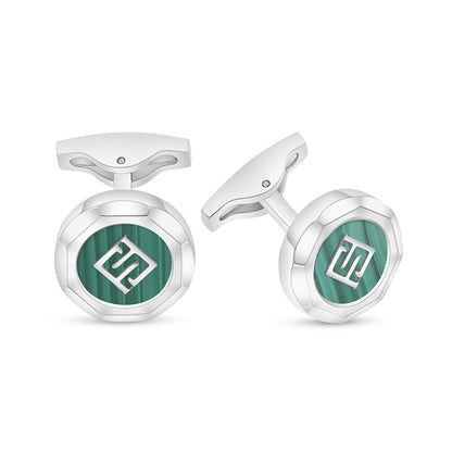 كبك ستانلس ستيل لون فضي عيار L316 مرصع احجار ملاكايت Shiny Steel 