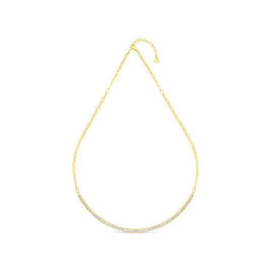 Sterling Silver 925 Necklace Golden Plated Embedded With White Zircon