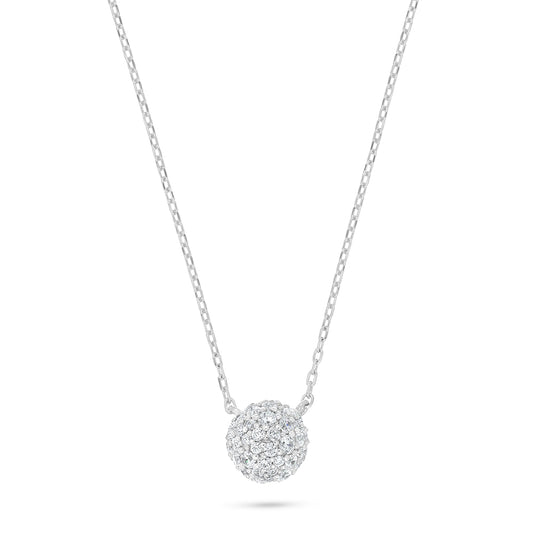 Sterling Silver 925 Necklace Rhodium Plated Embedded With White Zircon