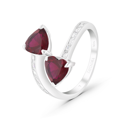 Sterling Silver 925 Ring Rhodium Plated Ruby Corundum