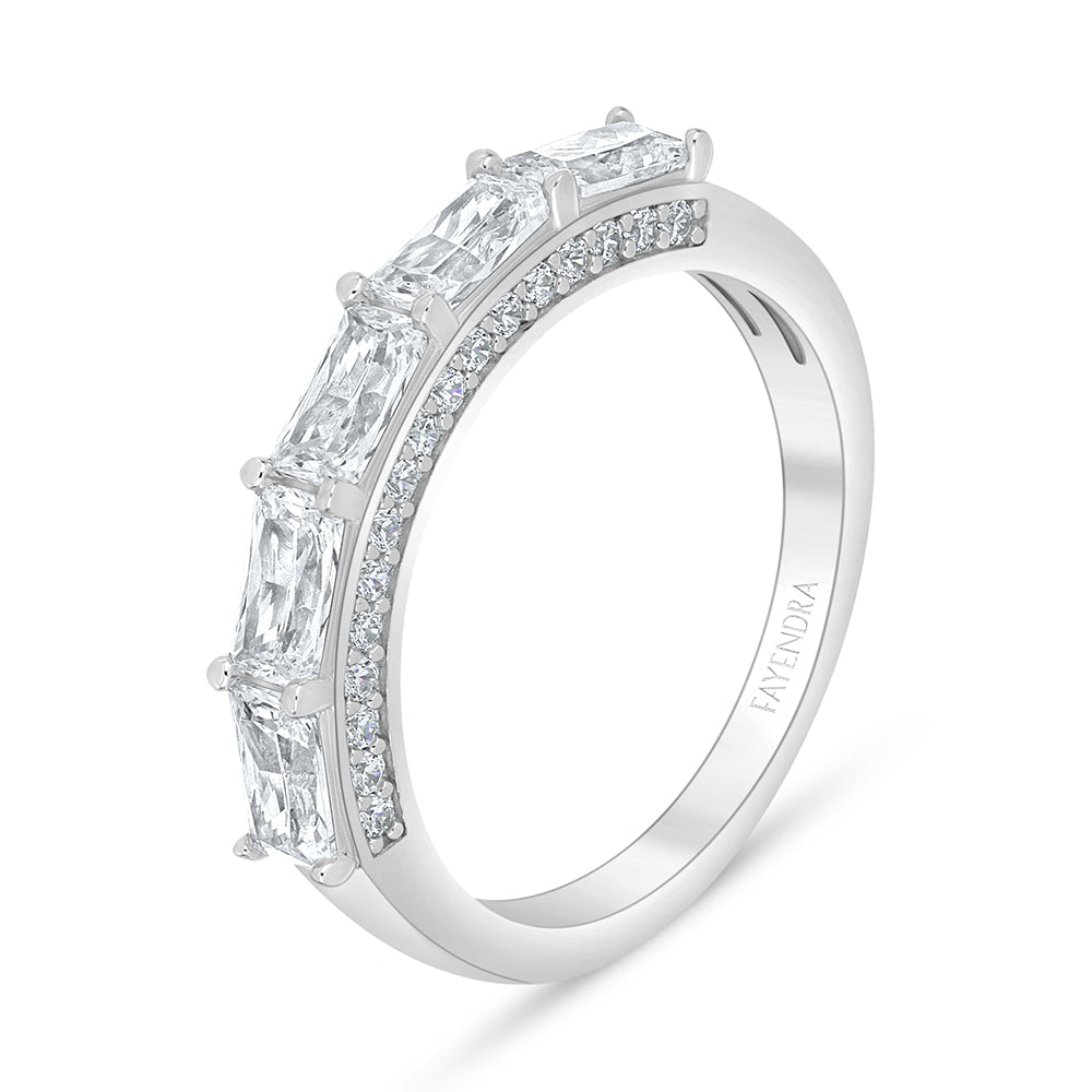 Sterling Silver 925 Ring Rhodium Plated Embedded With White Zircon
