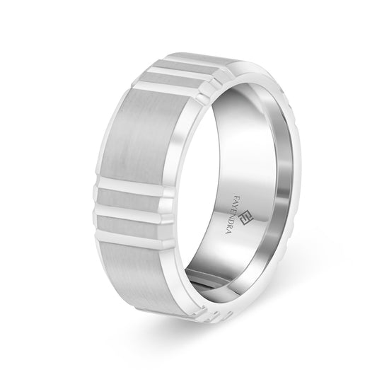 Tungsten Carbide Wedding Ring Rhodium Plated For Men