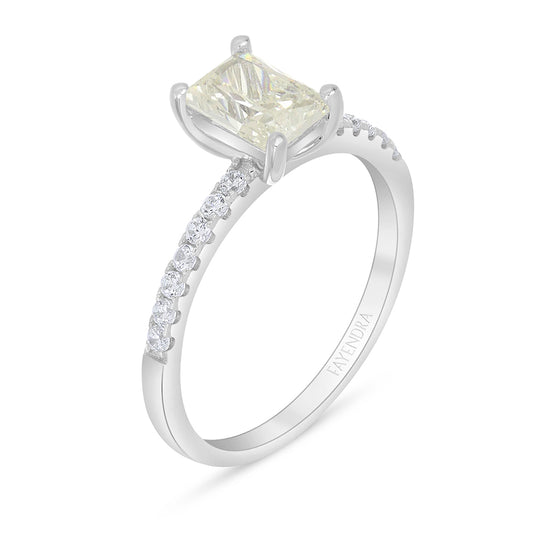Sterling Silver 925 Ring Rhodium Plated Embedded With Diamond Zircon And White Zircon