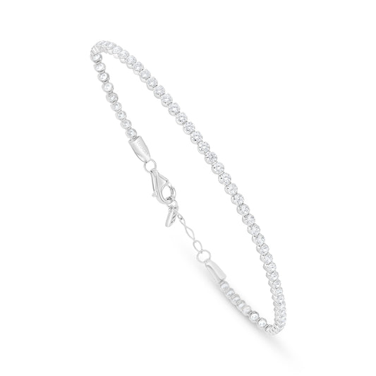 Sterling Silver 925 Bracelet Rhodium Plated Embedded With White Zircon