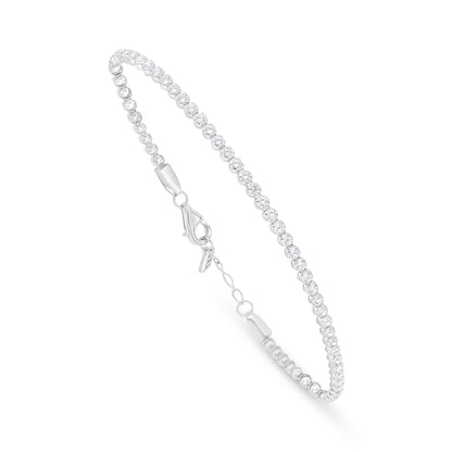 Sterling Silver 925 Bracelet Rhodium Plated Embedded With White Zircon