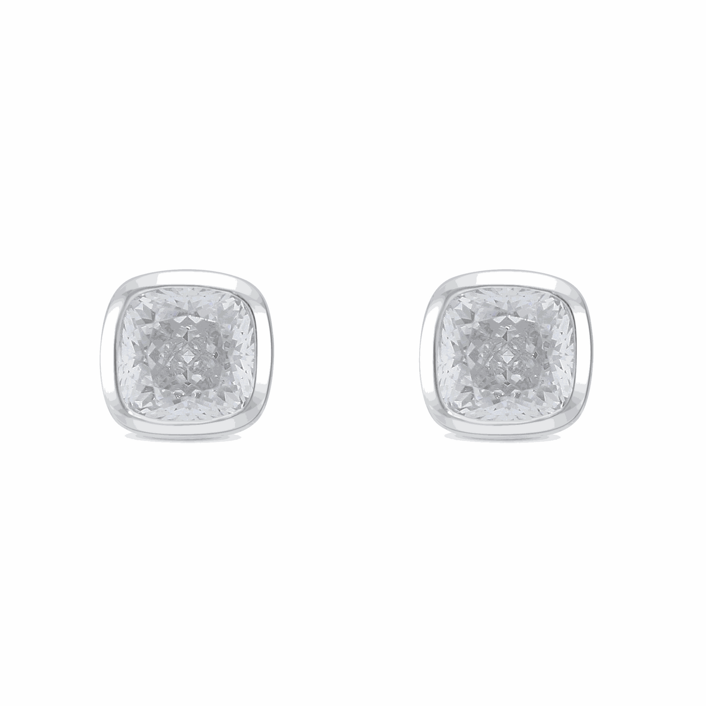 Sterling Silver 925 Earring Rhodium Plated Embedded With White Zircon