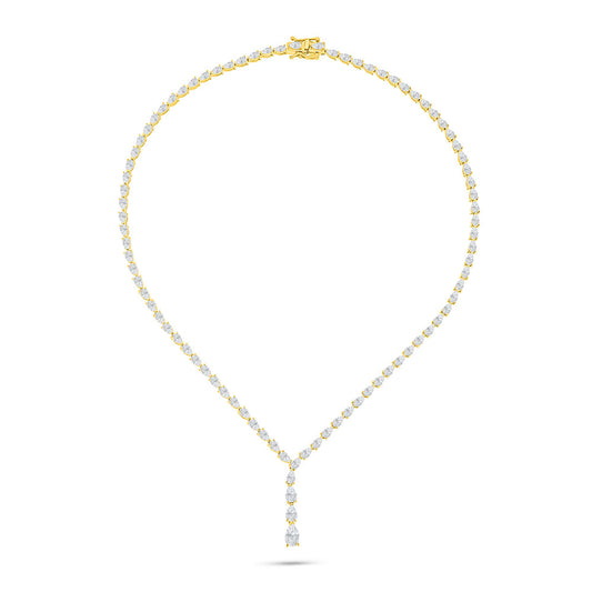 Sterling Silver 925 Necklace Golden Plated Embedded With White Zircon