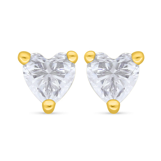 Sterling Silver 925 Earring Golden Plated Embedded With White Zircon