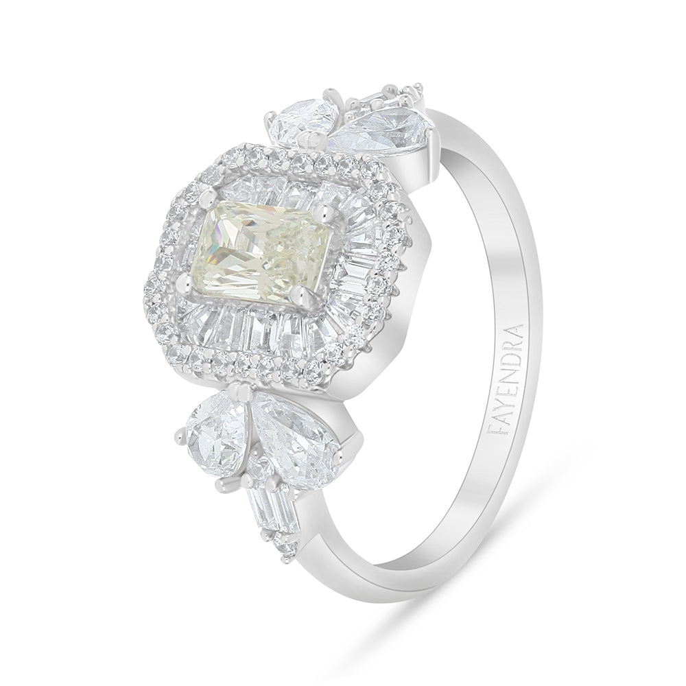 Sterling Silver 925 Set Rhodium Plated Embedded With Diamond Zircon And White Zircon