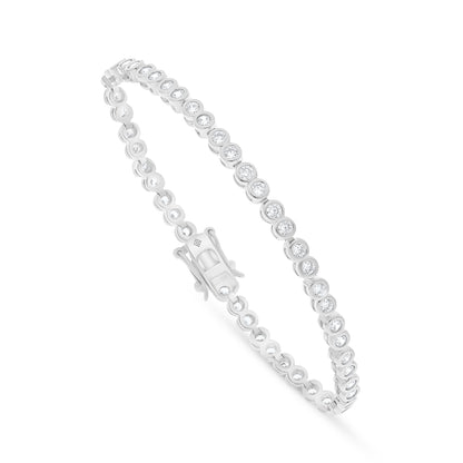 Sterling Silver 925 Bracelet Rhodium Plated Embedded With White Zircon