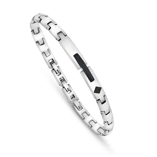 Stainless Steel 316L And 304 L Bracelet, Silver And Black Color Carbon Fiber For Men