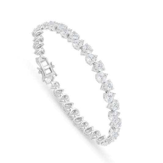 Sterling Silver 925 Bracelet Rhodium Plated Embedded With White Zircon