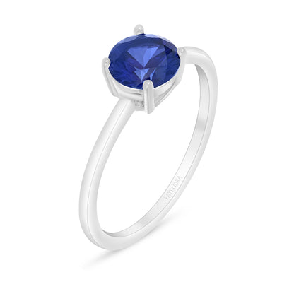 Sterling Silver 925 Ring Rhodium Plated Embedded With Sapphire Corundum