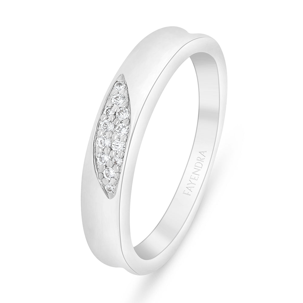 Sterling Silver 925 Ring Rhodium Plated Embedded With White Zircon
