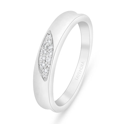 Sterling Silver 925 Ring Rhodium Plated Embedded With White Zircon