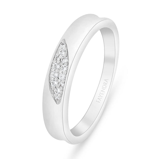 Sterling Silver 925 Ring Rhodium Plated Embedded With White Zircon