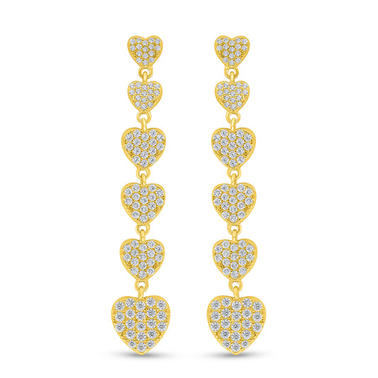 Sterling Silver 925 Earring Golden Plated Embedded With White Zircon