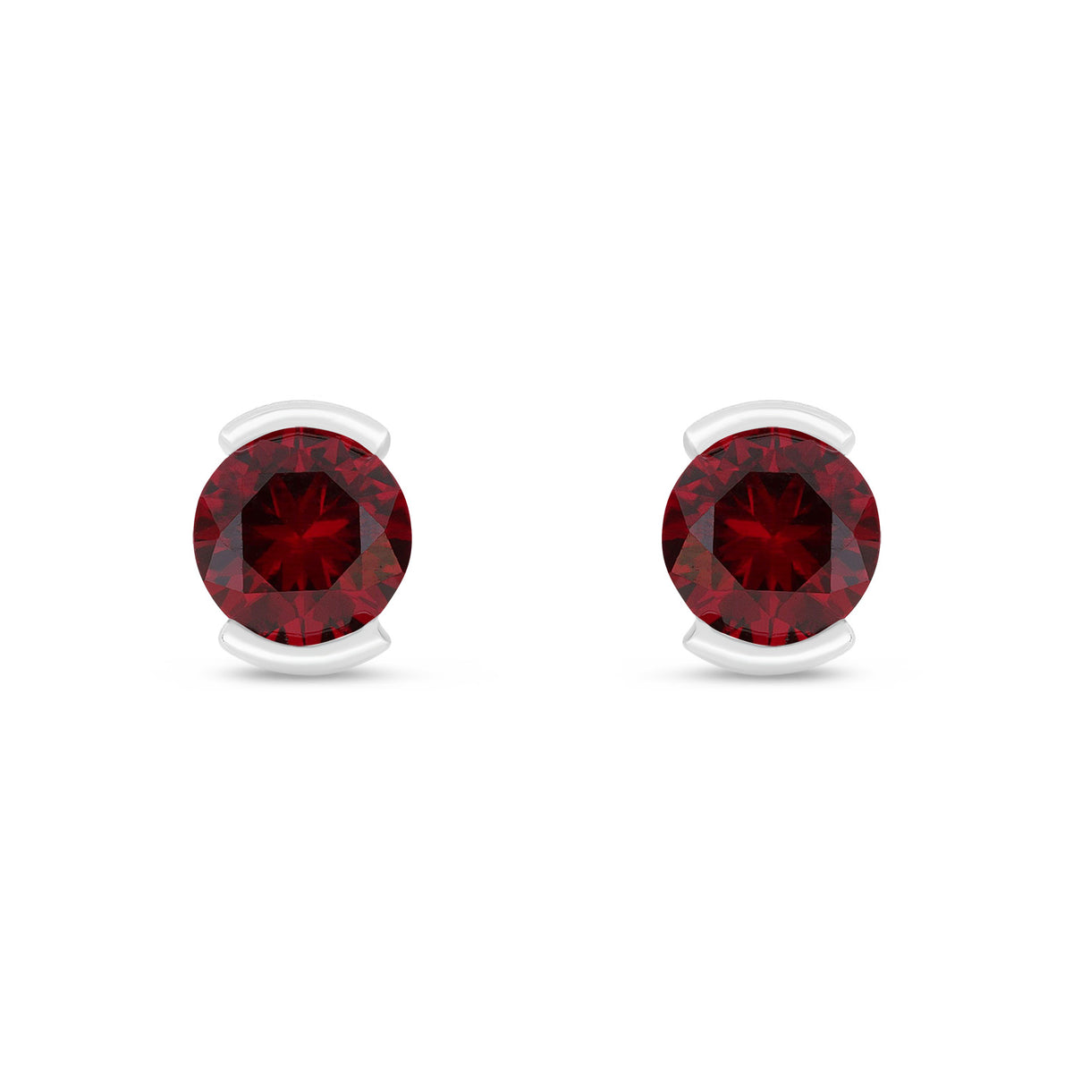 Sterling Silver 925 Earring Rhodium Plated Embedded With Ruby Corundum